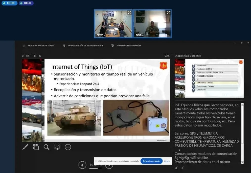 Exposición de sensorización y monitoreo remoto en tiempo real de tanque Leopard 2A4. Firma Ejército de Chile 002
