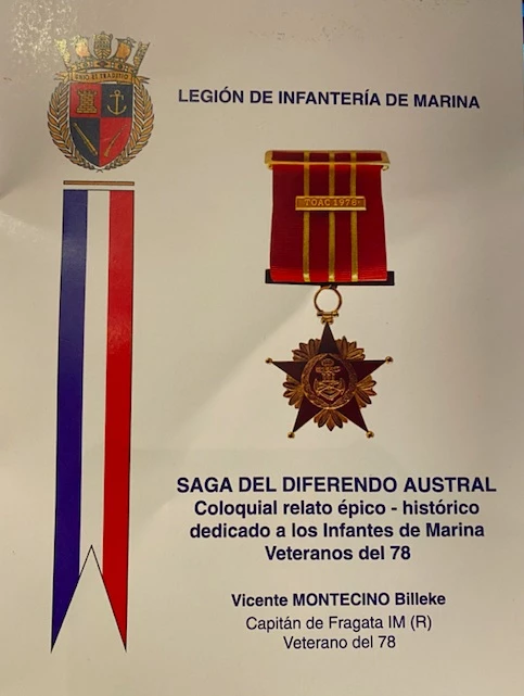 Portada del libro Saga del diferendo Austral coloquial relato épico-histórico dedicado a los Infantes de Marina Veteranos del 78 Firma Legión IM